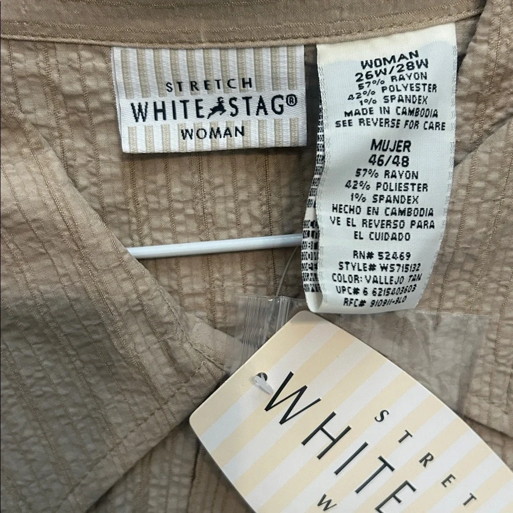 White Stag Men's Tan Casual Button Down Shirt - Picture 2 of 2